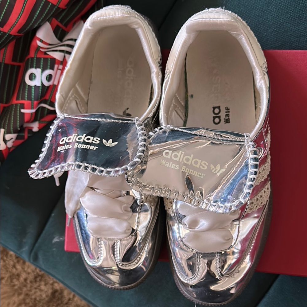 adidas Silver Athletic Shoes with Futuristic Design